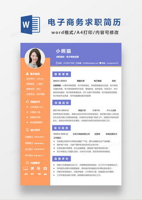 农村电子商务专业技能简历